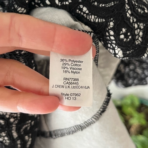 J. Crew Women’s Black Lace Overlay‎ Peplum 3/4 Sleeve Top - Size S - Picture 7 of 7